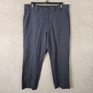 Bar III Pants Mens 34x30 (34x27) Gray Wool Slim Flat Front Birdseye Suit Trouser